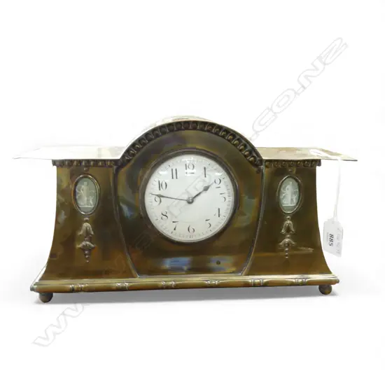 ANTIQUE METAL MANTEL CLOCK W.315mm