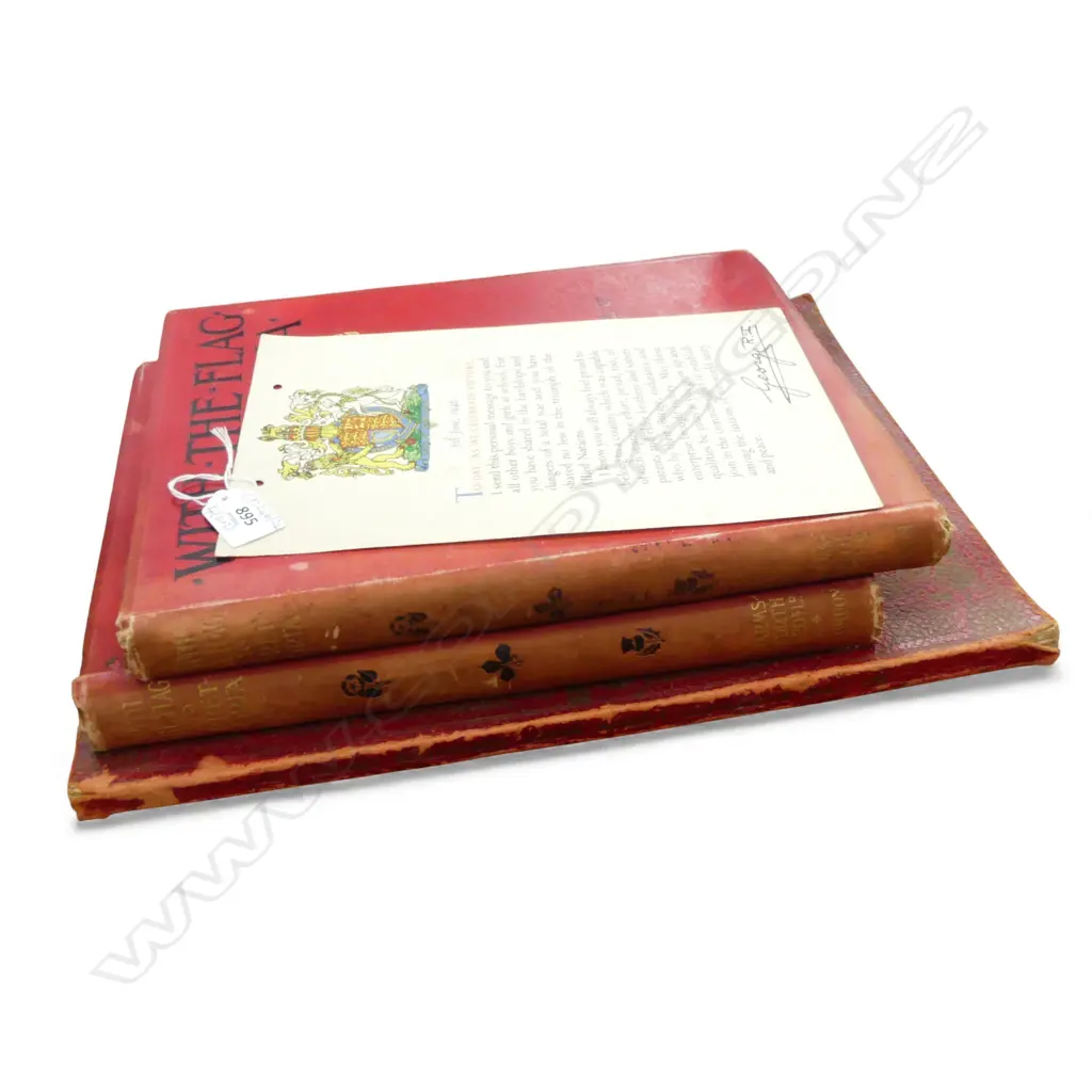 3 BOOKS; 2x WITH THE FLAG TO PRETORIA, CORONATION KING EDWARD VII 1902 + 1946 GEORGE R.I. VICTORY CARD  Image 1++