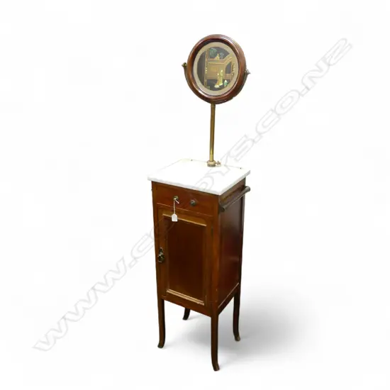 EDWARDIAN OAK MARBLE TOP SHAVING STAND 370x320x1010mm upstand missing