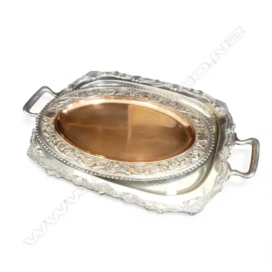 2 LG SILVER PLATE TRAYS W.620mm