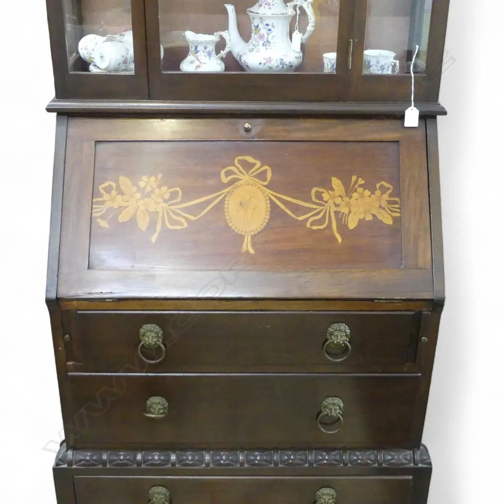 Early 20thC American bookcase bureau 720x400x2120mm Image 1++