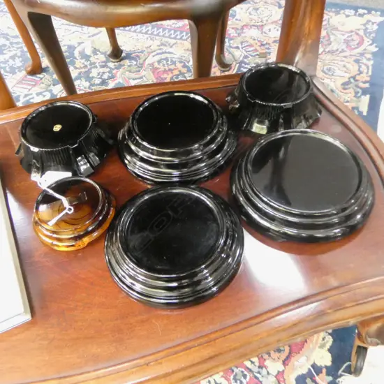 6 GLASS VASES STANDS 165mm dia