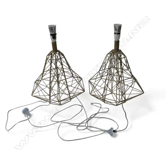 PR MODERN TABLE LAMPS; GOLD METAL WIRE, BASES ONLY H.440mm