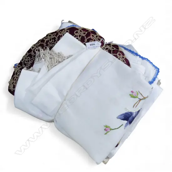 1923 NEEDLE ART MAGAZINE + EMBROIDERERY & LINEN: butterfly embroidered table cloth + tea cosy etc