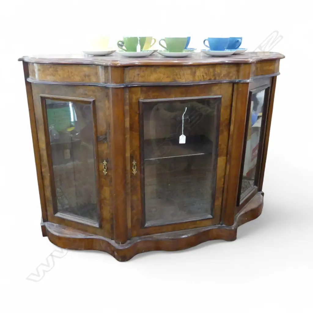 VICTORIAN MAHOGANY & WALNUT CREDENZA 1200x370x825mm Image 1++