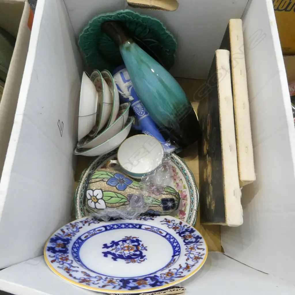 ASST. DOULTON CHINA etc + 2 FLORAL PRINTS ON CANVAS Image 1++