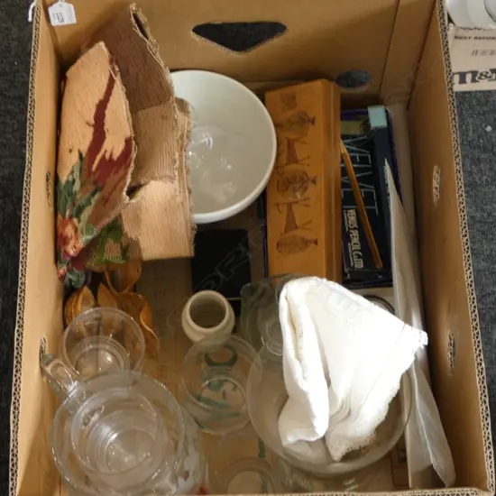 ASST. GLASS WARE, PENCILS ETC