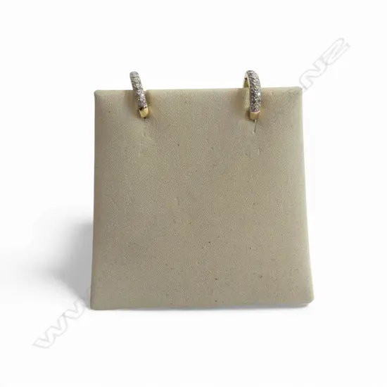 PR 9ct GOLD & half multi DIAMOND set EARRINGS hinged HUGGIE STYLE 1.8gms