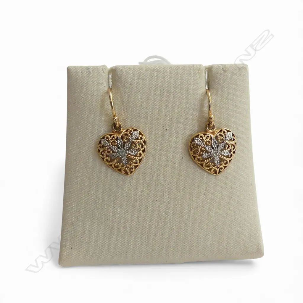 PR 9CT HEART EARRINGS, 2.2gms Image 1++