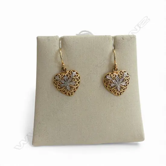 PR 9CT HEART EARRINGS, 2.2gms