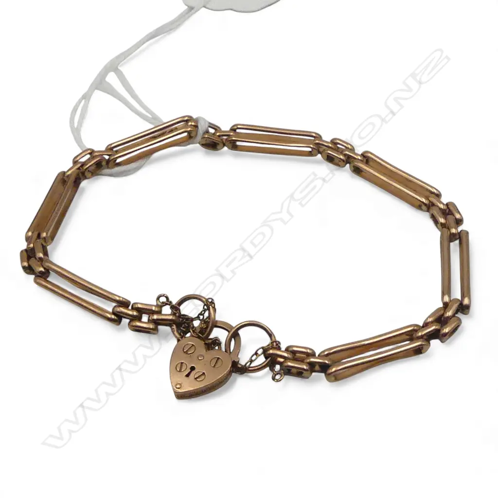 9ct ROSE GOLD GATE LINK BRACELET 10.3gms Image 1++