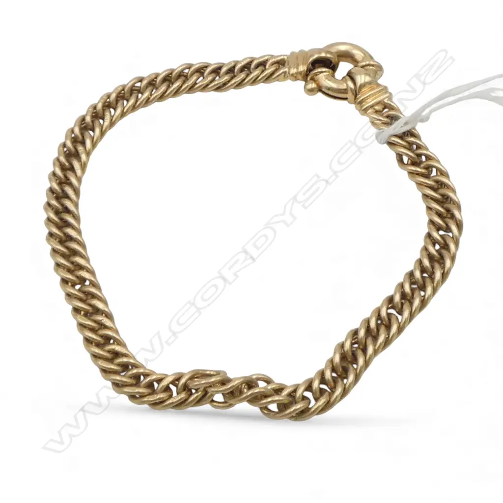 9ct GOLD CURB LINK BRACELET sprung ring clasp 21.1gms Image 1++