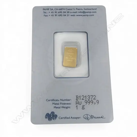 PAMP BULLION 1g 999.9 GOLD PROOF INGOT plastic cased