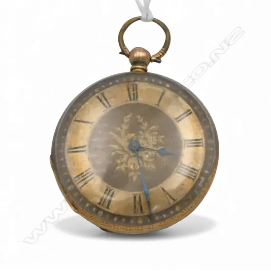 18ct GOLD LATE 19thC MID SIZE POCKET WATCH open face dust cover plated 34gms