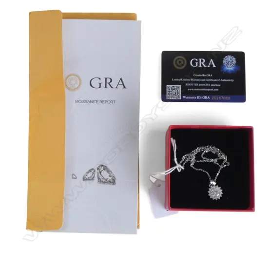 2ct MOISSANITE PENDANT on CHAIN, GRA CERT