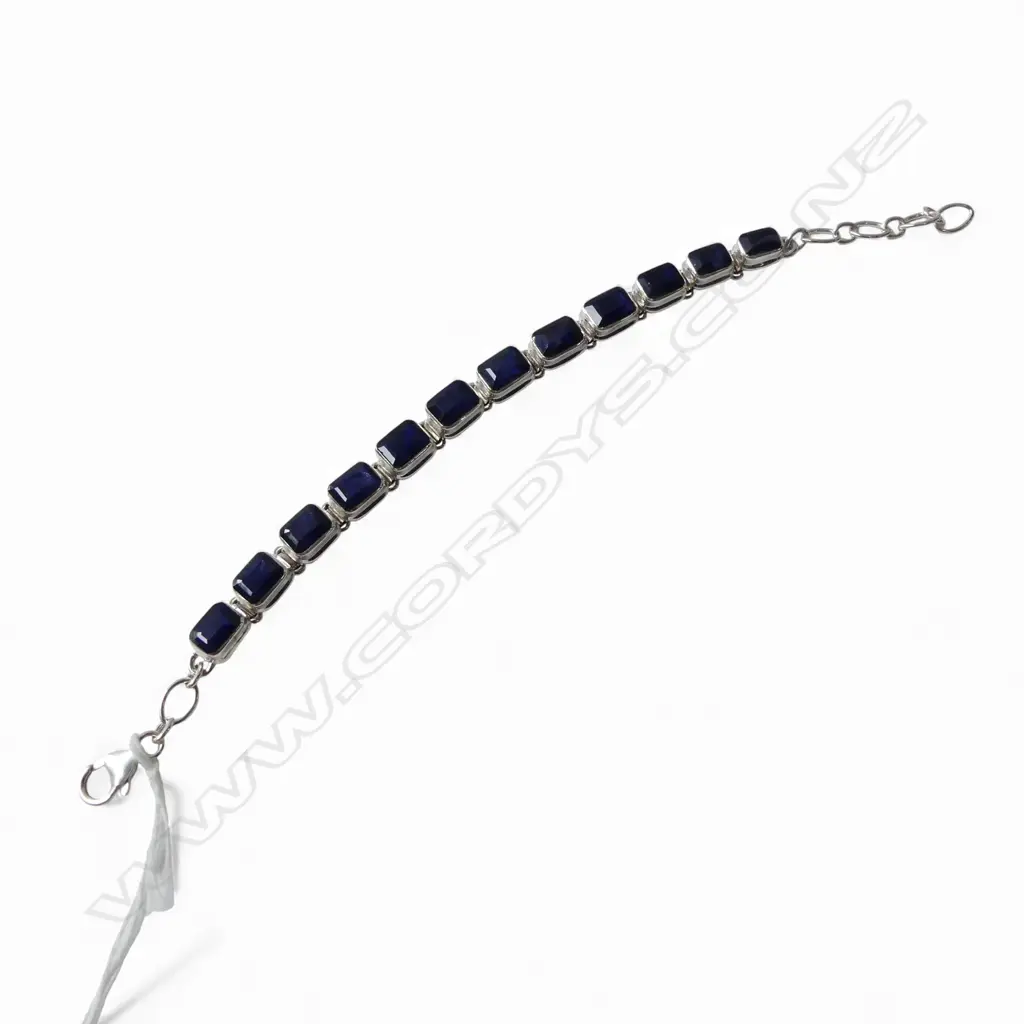 SILVER & DARK BLUE SAPPHIRE BRACELET Image 1++