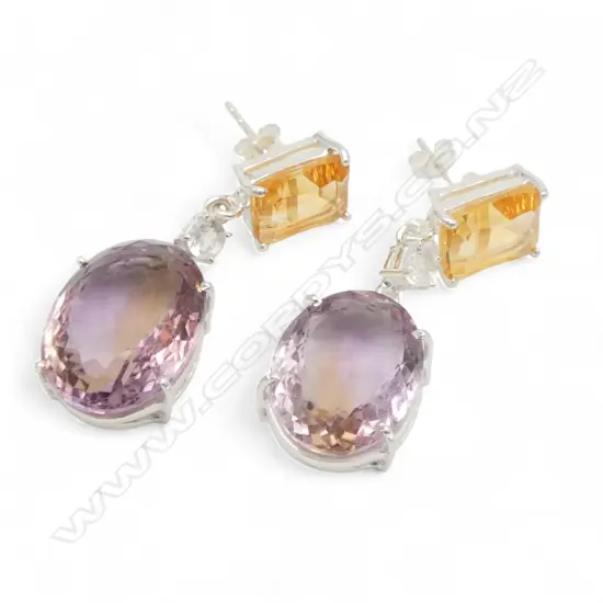 PR SILVER CITRINE & AMYTRINE EARRINGS