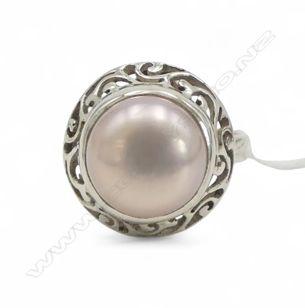 SILVER FILIGREE & PEARL RING Image 1++