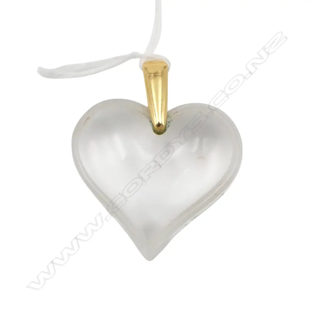 LALIQUE CLEAR CRYSTAL HEART PENDANT, bail stamped Lalique Image 1++