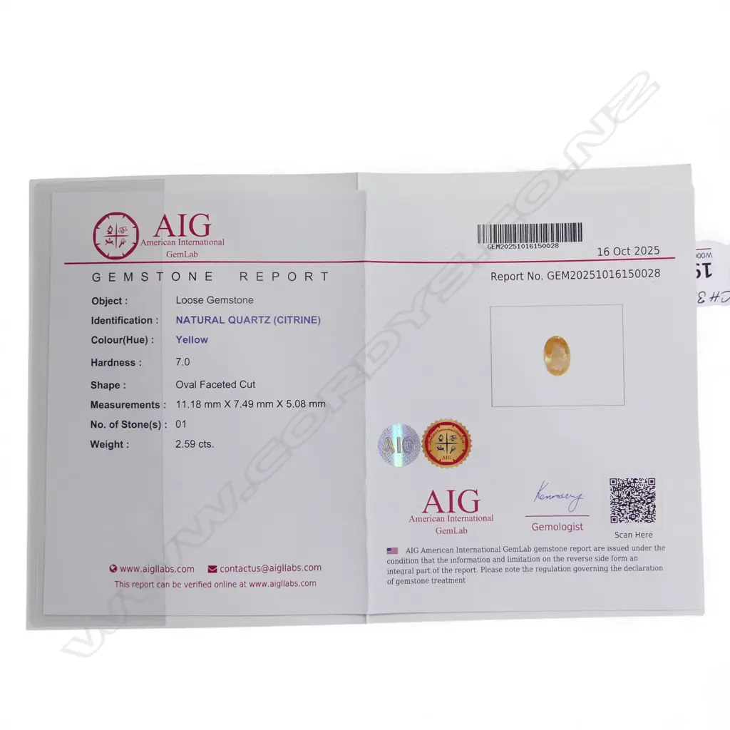 CITRINE & CZ DRESS RING, 2.6ct w AIG CERTIFICATION Image 1++