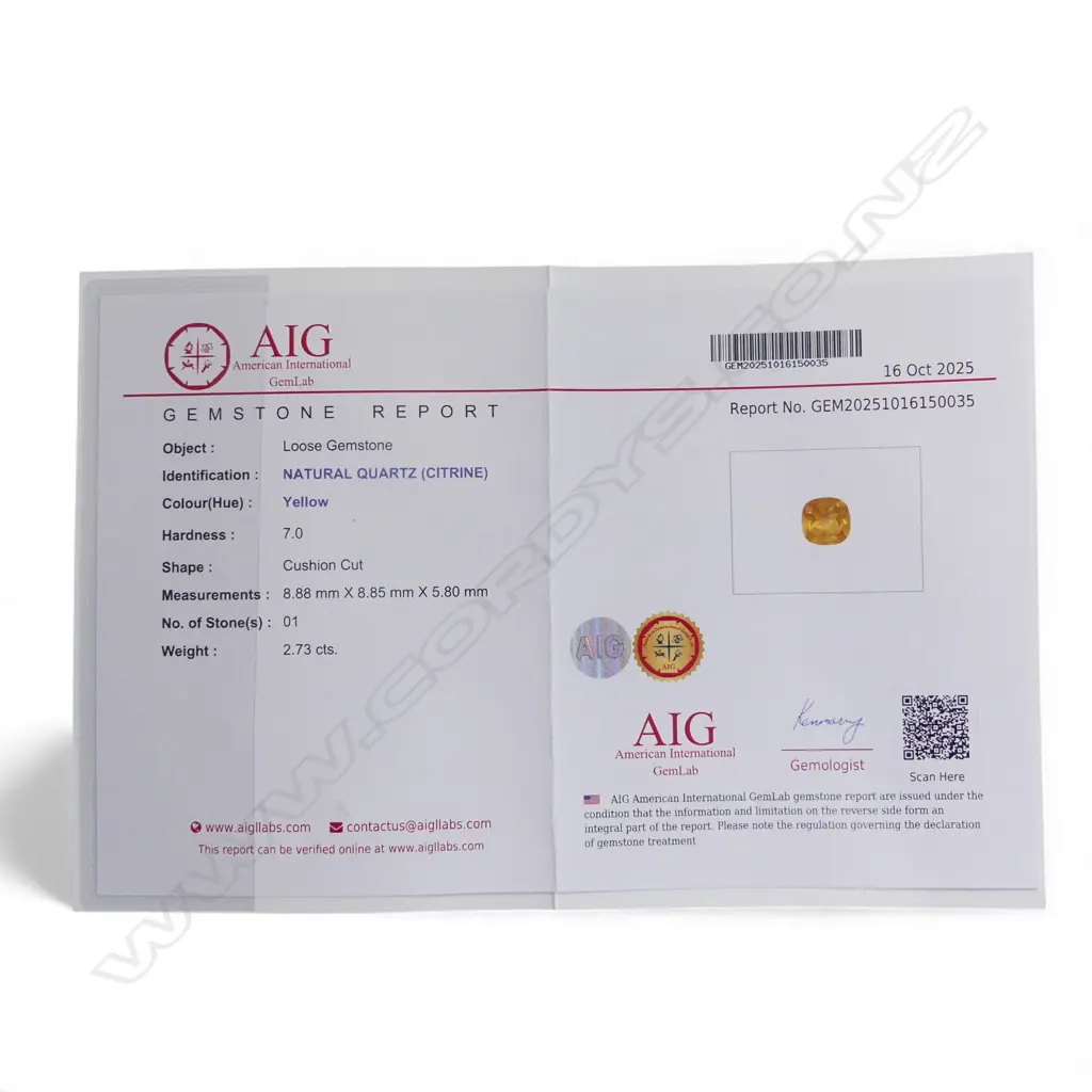 CITRINE & CZ DRESS RING, 2.73ct w AIG CERTIFICATION Image 1++