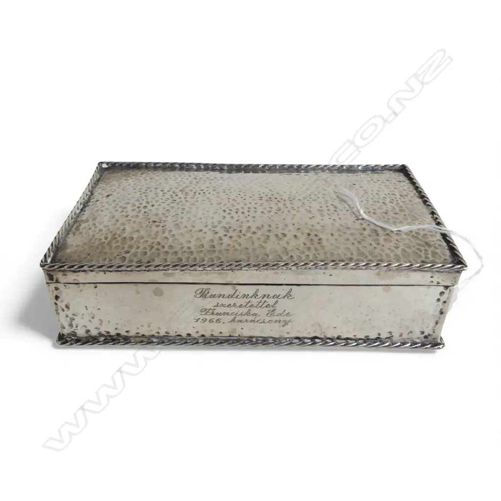 HUNGARIAN 800 SILVER CIGARETTE BOX, WOOD LINED 165x95x40mm Image 1++