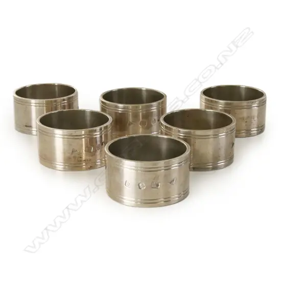 SIX STERLING SILVER NAPKIN RINGS, LONDON 1991, 424gm