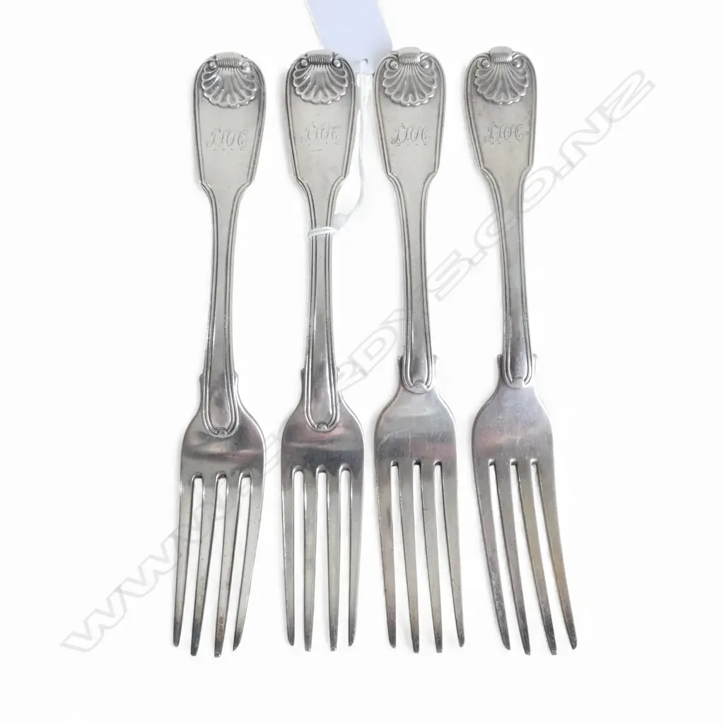 4 GEORGIAN STG SILVER FORKS (2+2) 390gms Image 1++