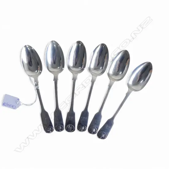 6 STG SILVER DESSERT SPOONS, SHELL PATTERN, CHESTER 1847 235gms