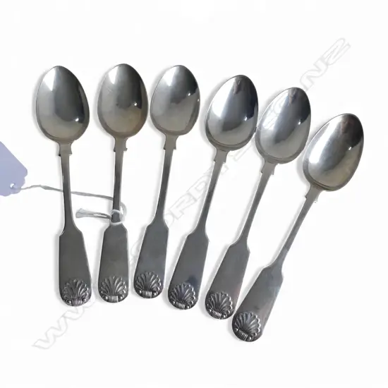 6 STG SILVER SHELL PATTERN TEA SPOONS, 101gms