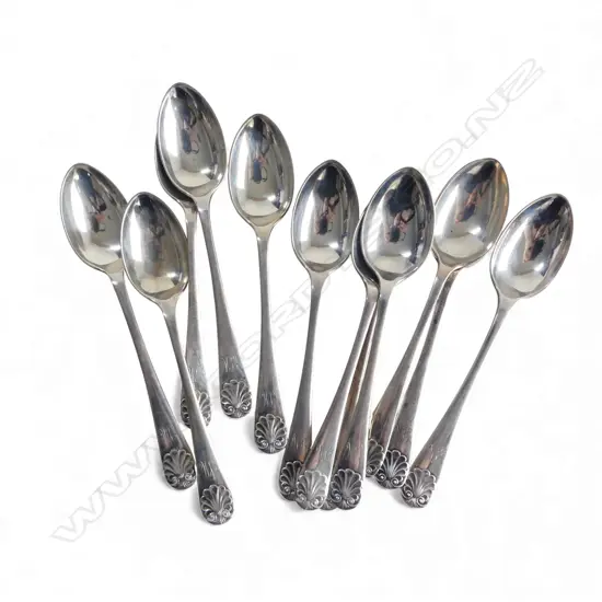 12 STG SILVER SHELL PATTERN TEA SPOONS, 149gms