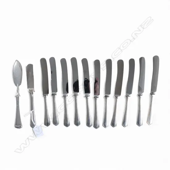 13 KNIVES w. 800 SILVER HANDLES (11+2) L.210mm