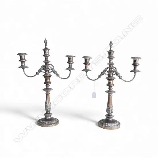2 EARLY 20thC SILVER OVER COPPER CANDELABRA H.500mm