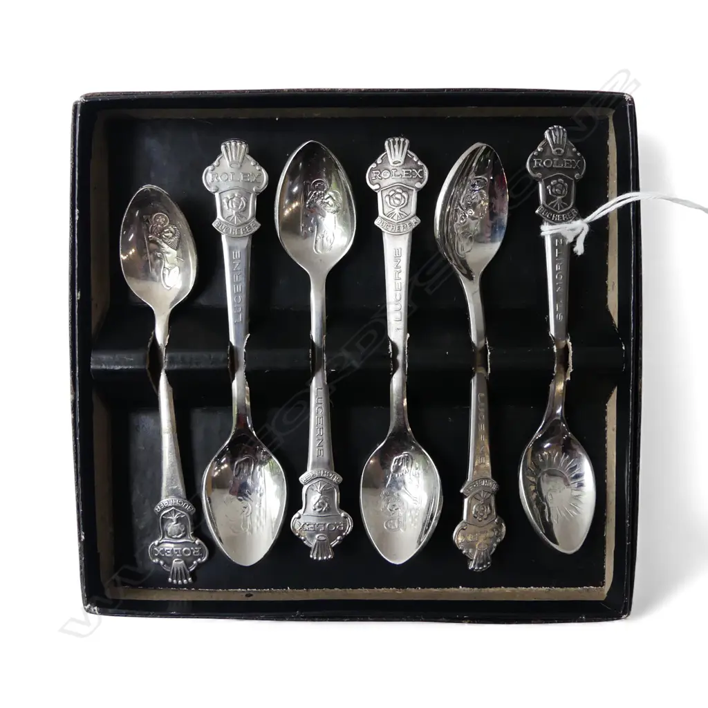 SIX VINTAGE ROLEX WATCH TEASPOONS SWITZERLAND, L.110MM Image 1++