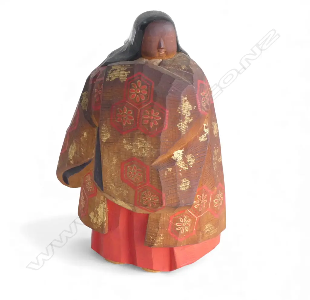 JAPANESE CARVED WOODEN WOMAN H.215mm Image 1++