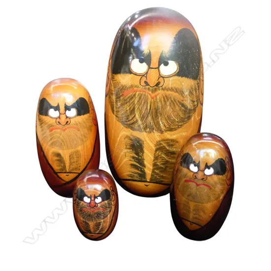 GRADUATED SET 4 MID CENTURY JAPANESE DARUMA FIGURES (symbol of good luck), H.280mm tallest