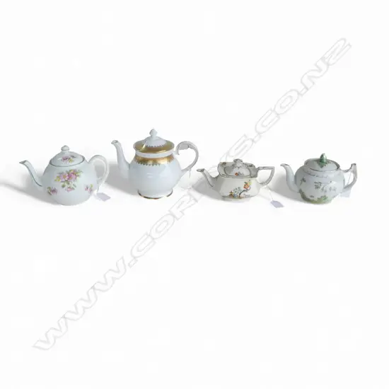COLLECTION 4 VINTAGE CHINA TEAPOTS H160MM TALLEST