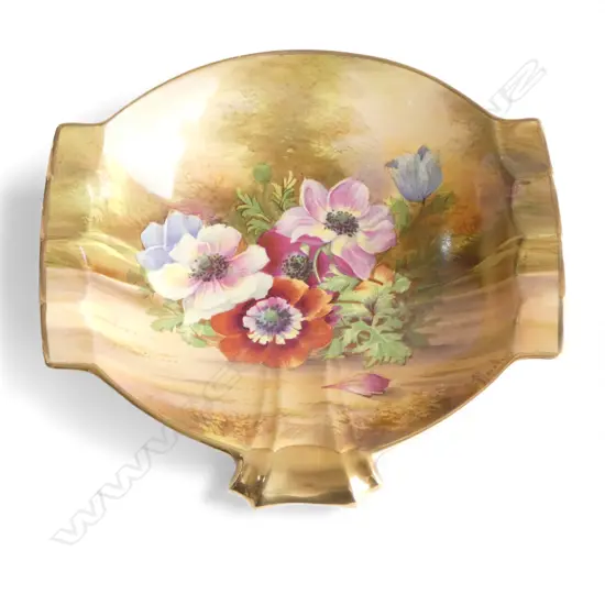 SIGNED HAND PAINTED R/WINTON FLORAL DISH L220MM
