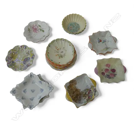 18 SHELLEY CHINA BUTTER & JAM DISHES MIXED PATS