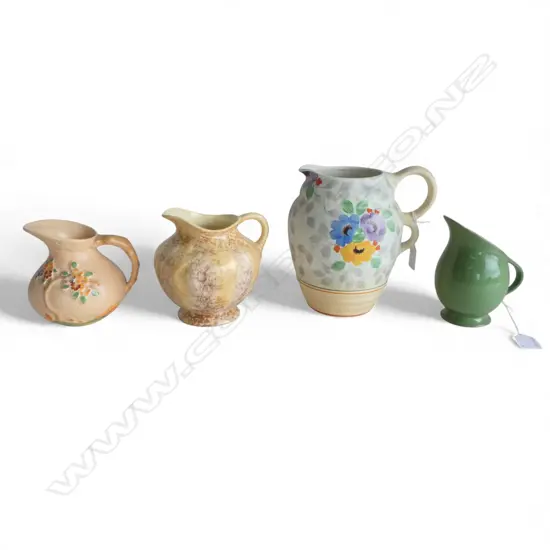 4 DECO VINTAGE CHINA JUGS H200 TALLEST 140MM SMALLEST