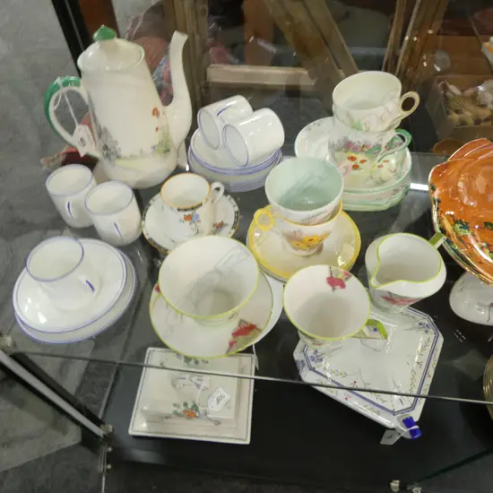 COLLECTION OF SHELLEY CHINA COFFEE CANS COFFEE POT C/SUGAR