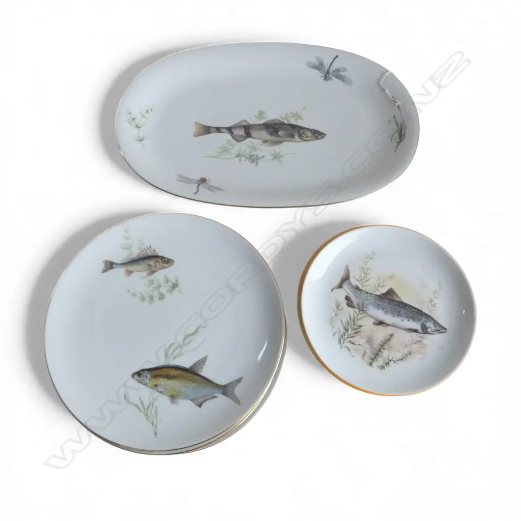 GERMAN PORC 10PC FISH DISH SET  Image 1++