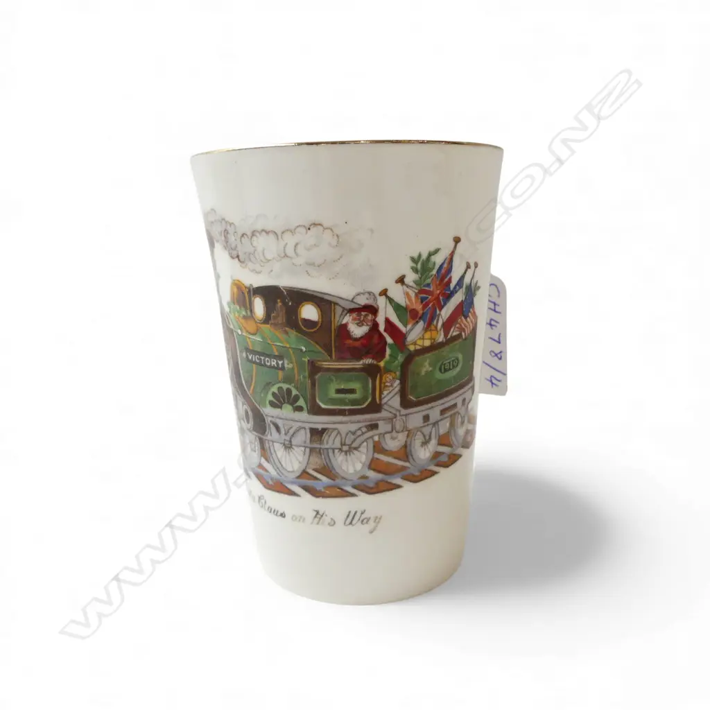 1919 WWI ‘VICTORY’ ALLIES CHRISTMAS CUP ‘SANTA CLAUS ON HIS WAY’ GRAFTON UK, H.95MM  Image 1++