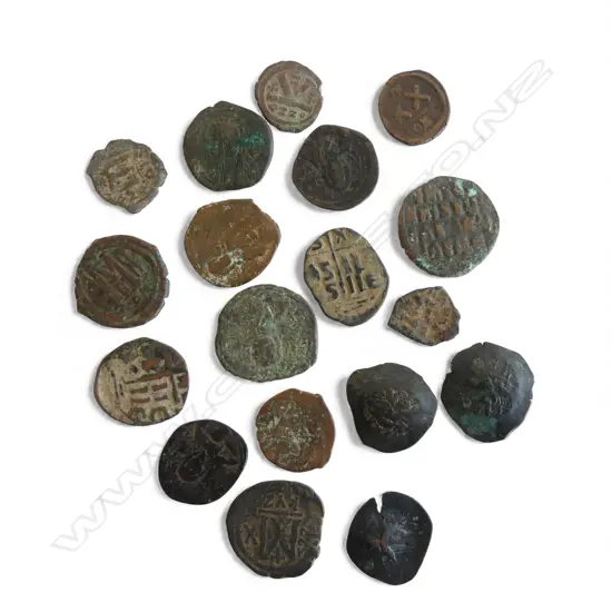 19 BYZANTINE COINS (AUTHENTIC) some with bust of Christ 30mm dia