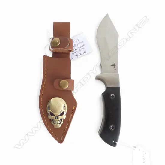 HUNTERS BOWIE KNIFE w. LEATHER SHEATH L.260mm