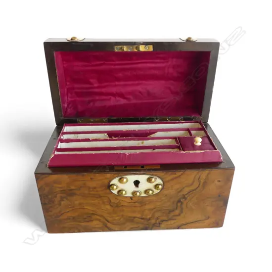 VICTORIAN DOME TOPPED WALNUT WRITING BOX L200MM