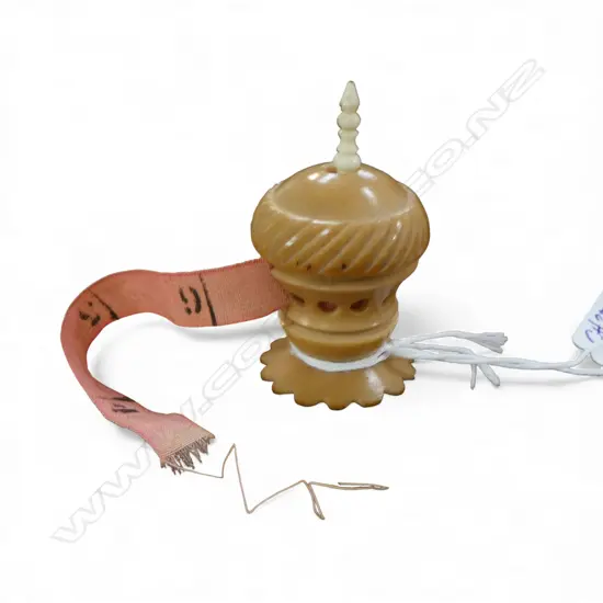 VICTORIAN carved & turned COQUILLA NUT TAPE MEASURE