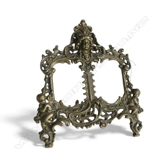 HEAVY BRASS ORNATE DESK FRAME, H.320mm 