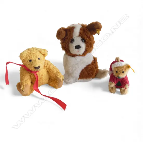 3 VINTAGE STEIFF TEDDY BEARS 