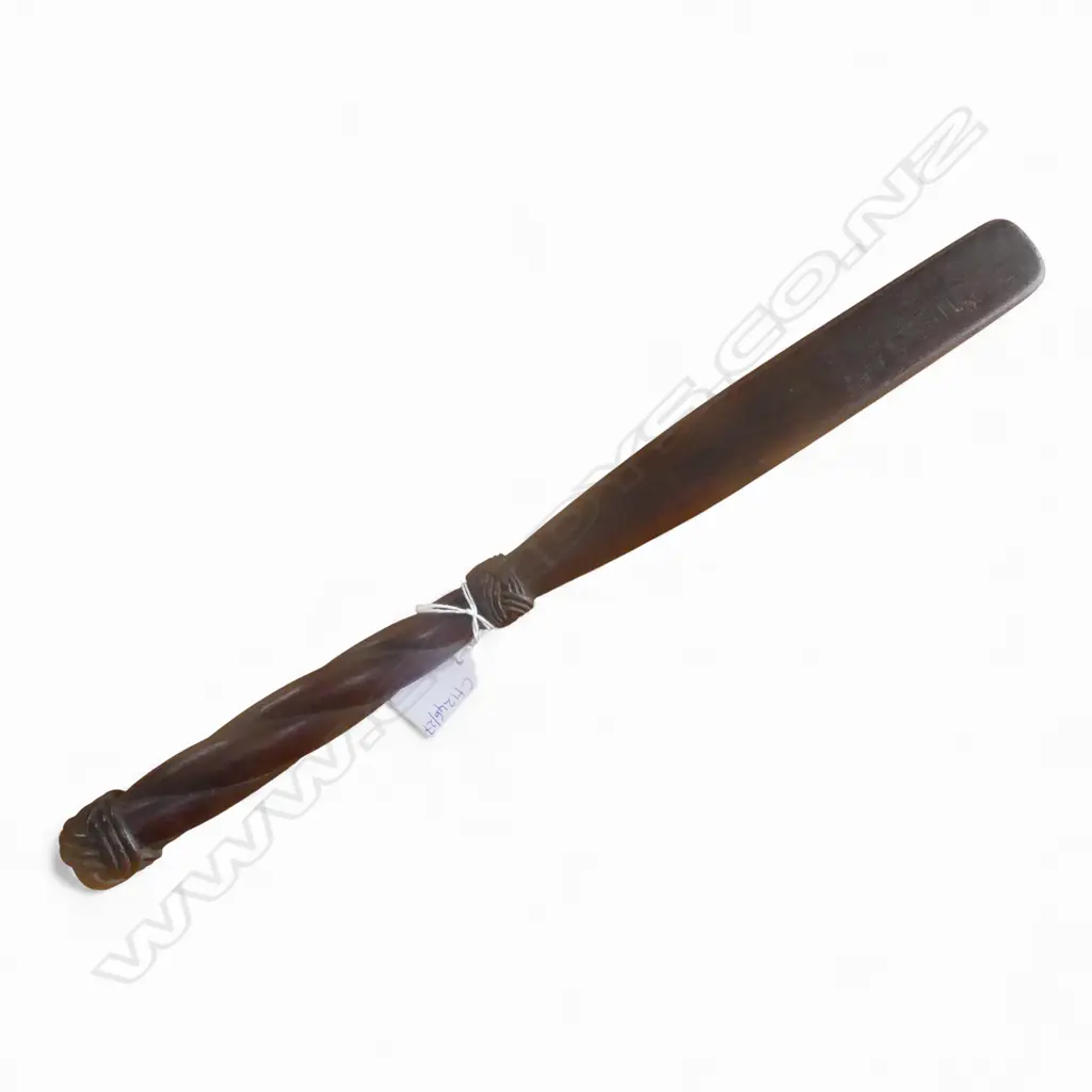 WOODEN CLUB, WITH CARVED ROPE DECORATION L.460mm - NAUTICAL USE? Image 1++